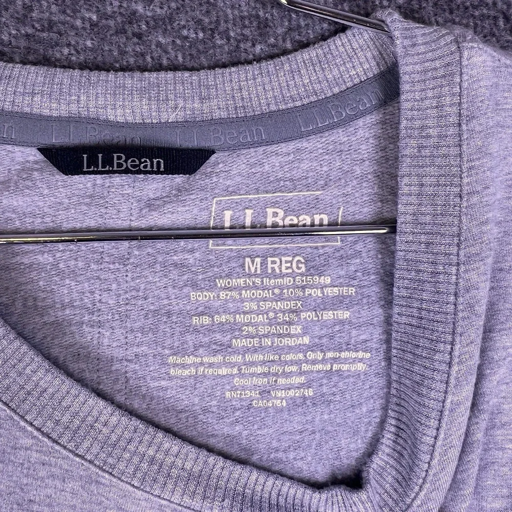 LL Bean Sweater Womens Medium Gray Heathered Dolman Lightweight Pullover Stretch